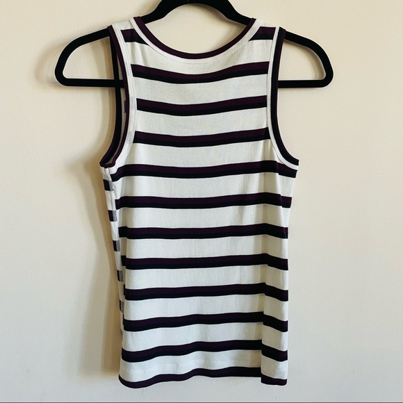 THREE DOTS Bloomingdale’s Striped Scoop Neck Tank Top Purple White Black NWOT - Picture 4 of 6